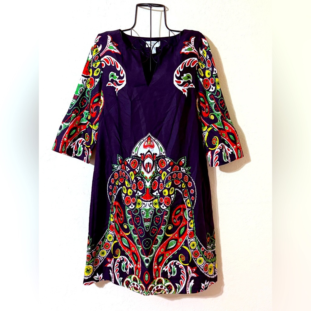 LOFT Red and Navy Graphic Tunic Top